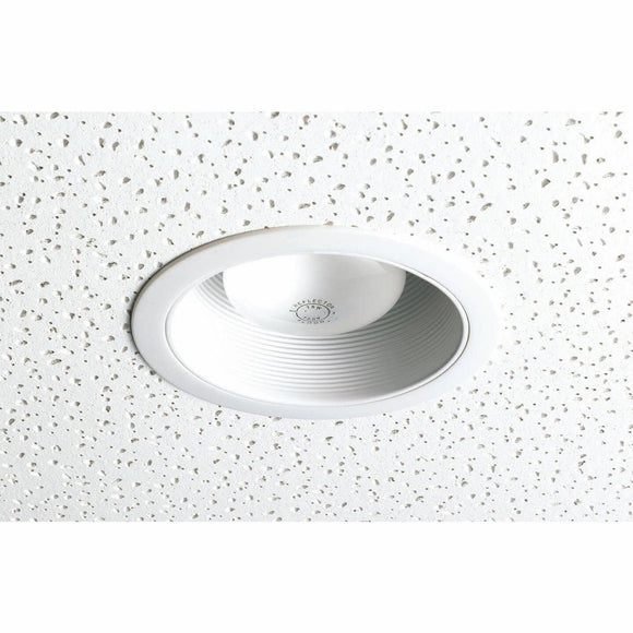 Thomas 6 In. White Trim w/White Step Baffle Recessed Fixture Trim