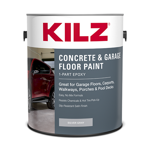 Kilz® 1-Part Epoxy Acrylic Concrete & Garage Floor Paint 1 Gallon Silver Gray